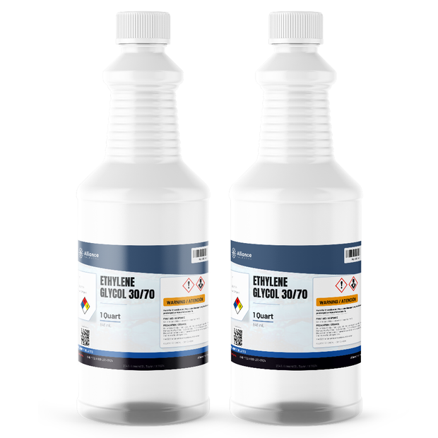 Ethylene Glycol 30/70 Technical Grade in two 1-quart plastic bottles, Alliance Chemical