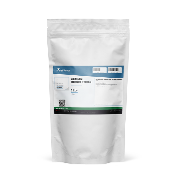 Magnesium hydroxide technical grade in a 5-lb resealable pouch for wastewater treatment, Alliance Chemical