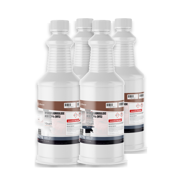 Hydrofluorosilicic Acid 23% four 1-quart plastic bottles Alliance Chemical for water treatment fluoridation