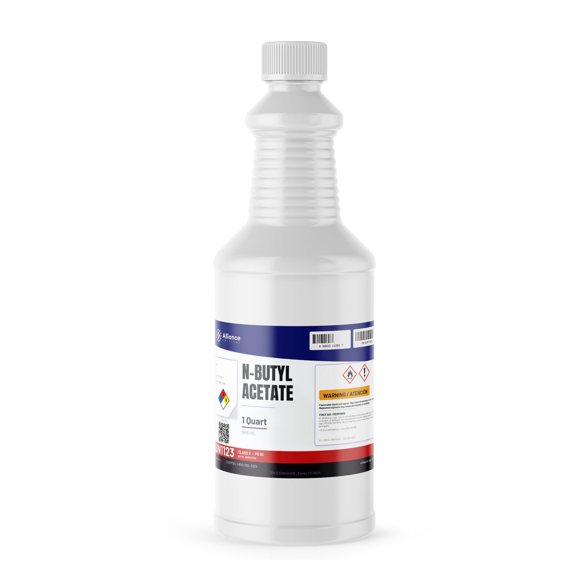 N-Butyl Acetate Technical Grade 1-quart white plastic bottle for industrial coatings, Alliance Chemical