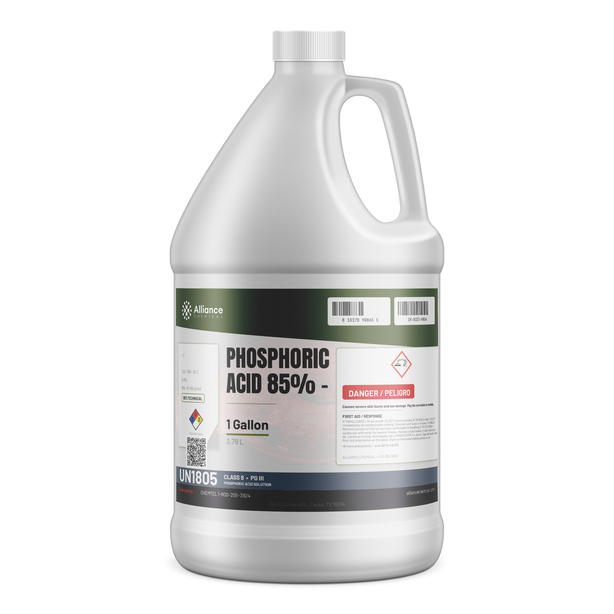 Phosphoric Acid 85% Technical Grade 1-gallon jug from Alliance Chemical for metal surface preparation
