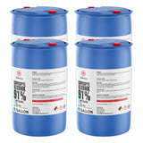 Four 55-gallon Alliance Chemical Isopropyl Alcohol 91% USP Grade blue plastic drums with red caps and product label.