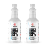 1-quart bottles of Alliance Chemical 99% Isopropyl Alcohol with HMIS safety symbols, in ribbed HDPE containers