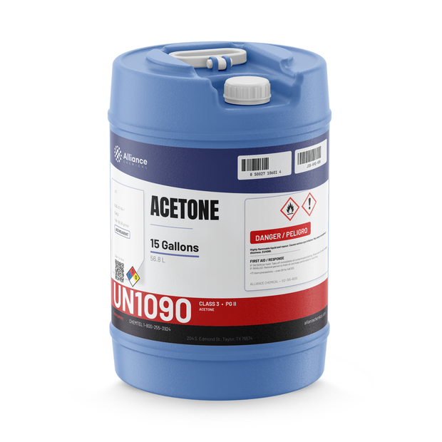 Acetone 99.5% ACS Reagent Grade in a 15-gallon carboy for precision laboratory cleaning, Alliance Chemical