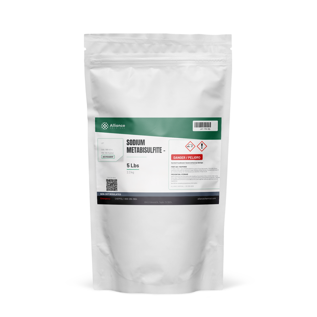 Sodium Metabisulfite ACS Reagent Grade 5-lb resealable pouch for laboratory testing from Alliance Chemical