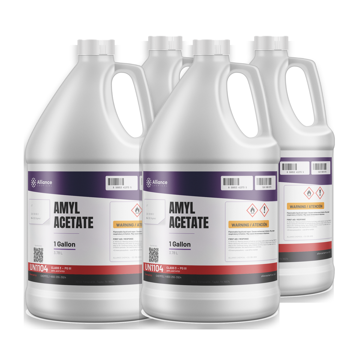 Amyl Acetate Technical Grade, four 1-gallon jugs for lacquer and industrial coatings, Alliance Chemical