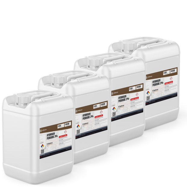 Hydrogen Peroxide 3% Technical Grade in four 5-gallon jugs from Alliance Chemical
