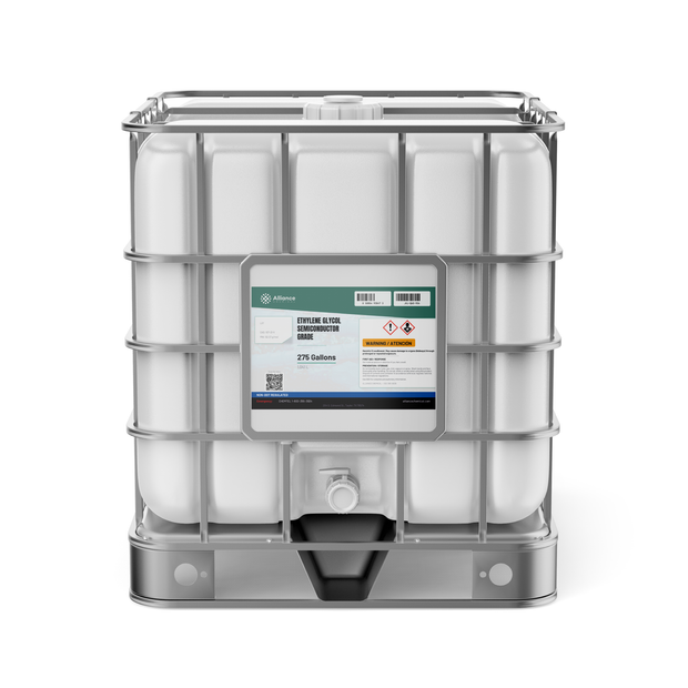 Ethylene Glycol Semiconductor Grade in a 275-gallon IBC tote for thermal management loops, Alliance Chemical