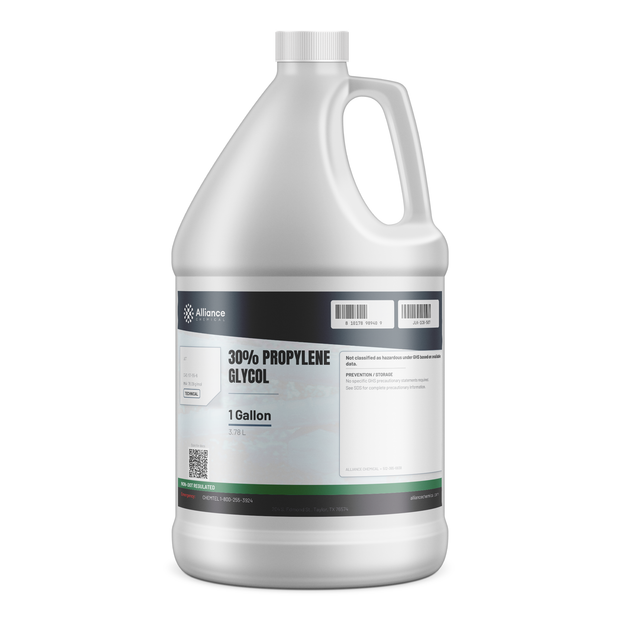 30% Propylene Glycol Technical Grade in a 1-gallon plastic jug for HVAC hydronic loops, Alliance Chemical