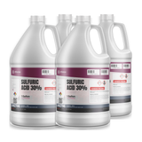 Sulfuric acid 30% technical grade in four 1-gallon jugs for battery electrolyte and pH control, Alliance Chemical