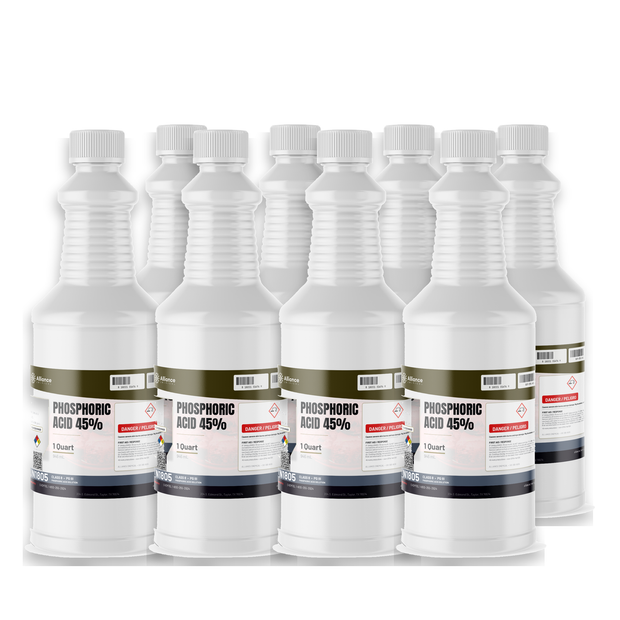 Phosphoric Acid 45% Food Grade, case of eight 1-quart plastic bottles, Alliance Chemical