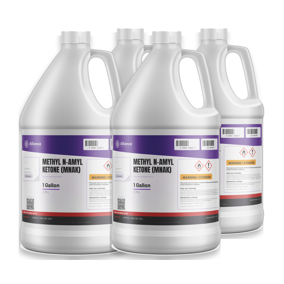 Methyl n-Amyl Ketone ACS Reagent Grade in four 1-gallon jugs for coatings formulation, Alliance Chemical