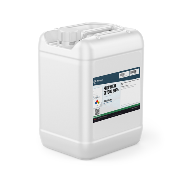 Propylene Glycol 60% Technical Grade in a white 5-gallon jerry can from Alliance Chemical