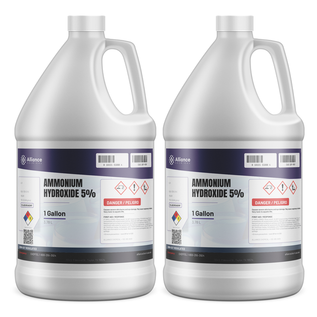 Ammonium Hydroxide 5% ACS Reagent Grade in two 1-gallon plastic jugs by Alliance Chemical