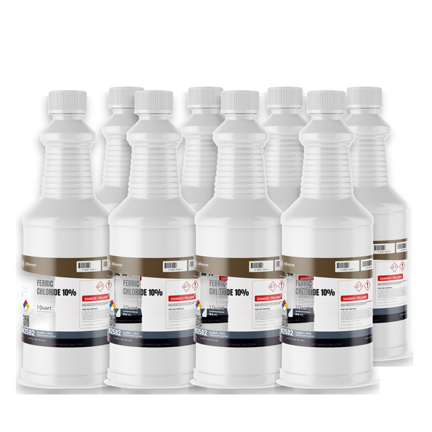 Ferric Chloride 10% Technical Grade, case of eight 1-quart plastic bottles from Alliance Chemical