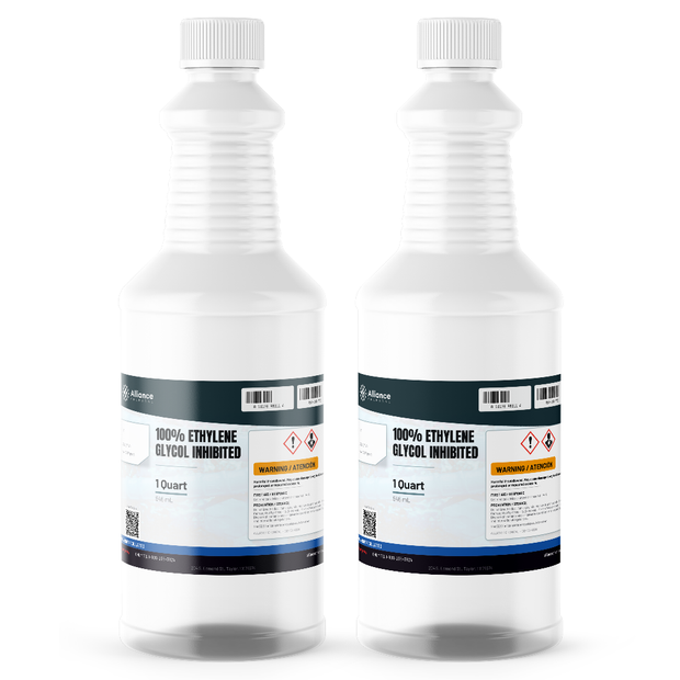 100% Inhibited Ethylene Glycol in two 1-quart plastic bottles from Alliance Chemical