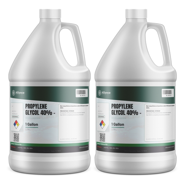 Propylene Glycol 40% Technical Grade in two 1-gallon jugs from Alliance Chemical for heat transfer systems