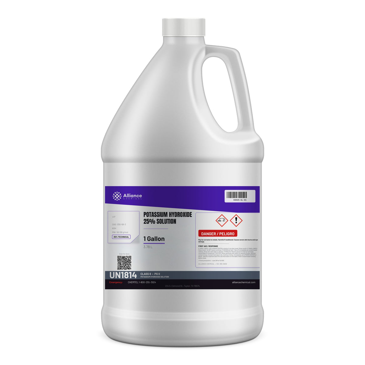 Potassium Hydroxide 25% Solution Technical Grade — 1 gallon jug