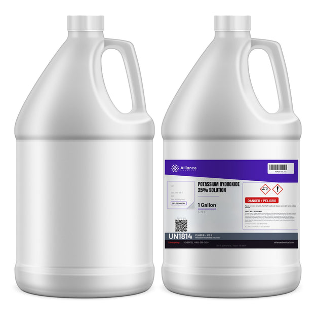 Potassium Hydroxide 25% Solution Technical Grade — 2 gallon jugs