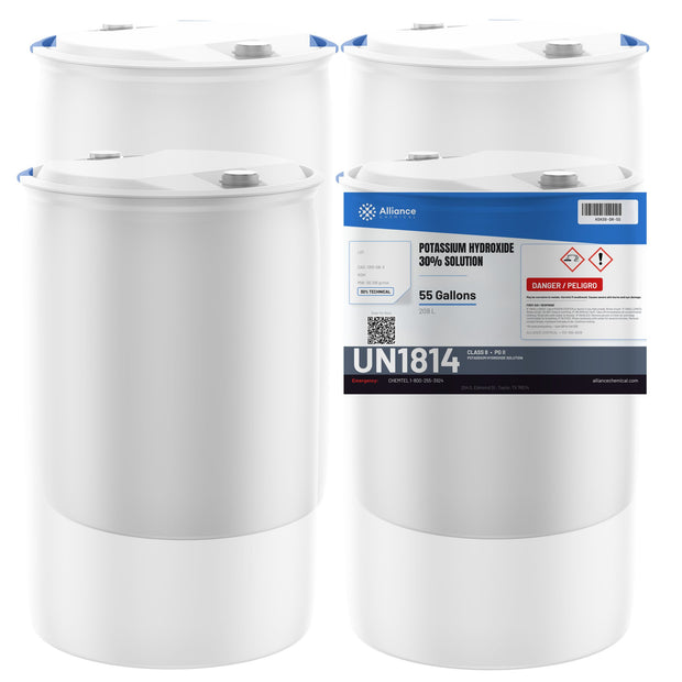 Potassium Hydroxide 30% Solution Technical Grade — 4 x 55 gallon drums