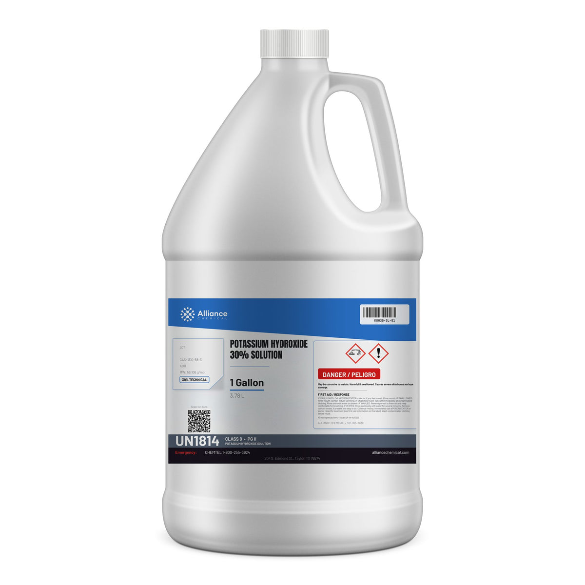 Potassium Hydroxide 30% Solution Technical Grade — 1 gallon jug