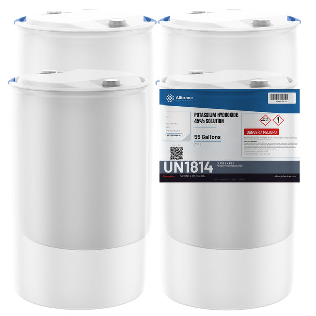 Potassium Hydroxide 45% Solution Technical Grade — 4 x 55 gallon drums