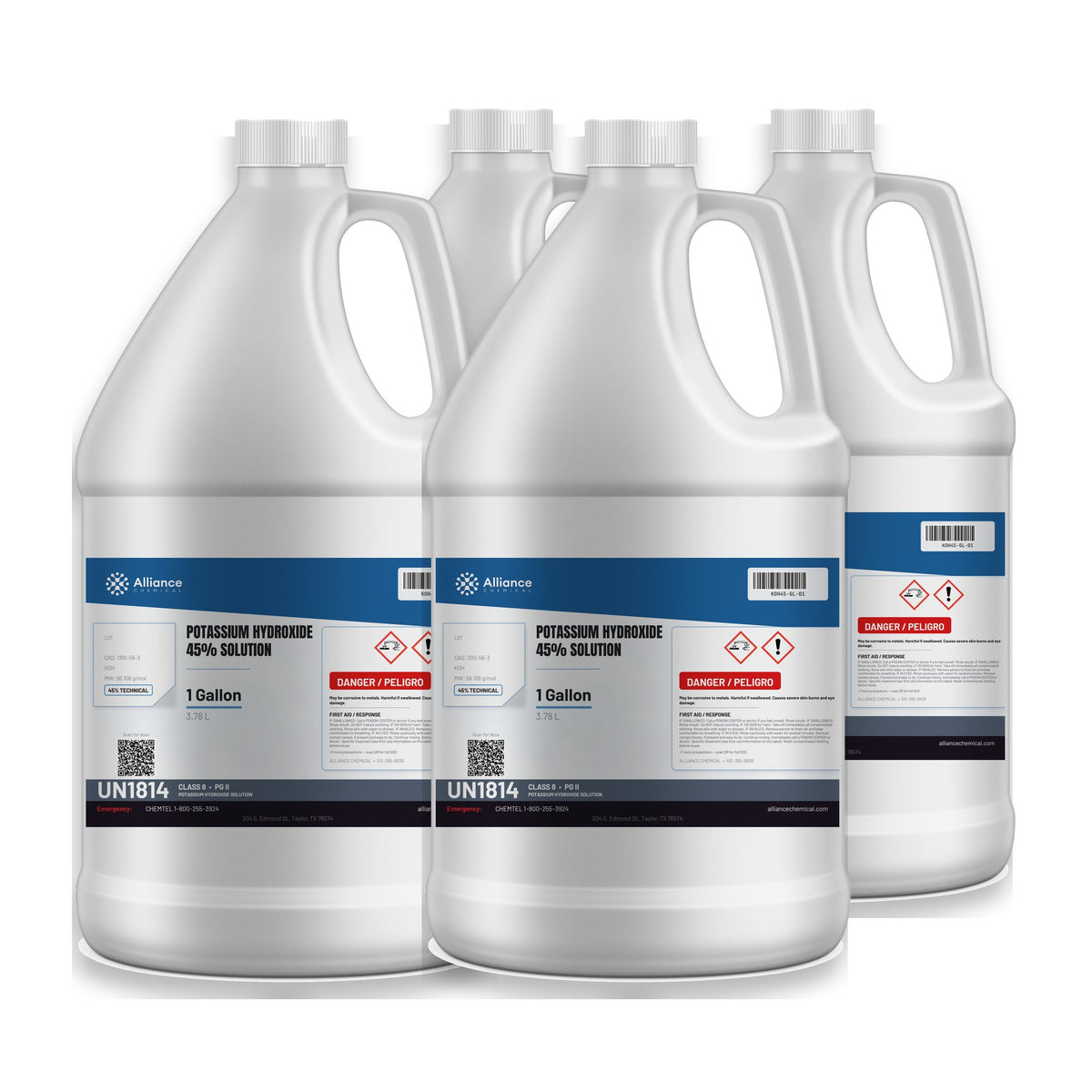 Potassium Hydroxide 45% Solution Technical Grade — 4 gallon case