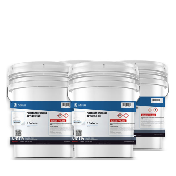 Potassium Hydroxide 45% Solution Technical Grade — 4 x 5 gallon pails
