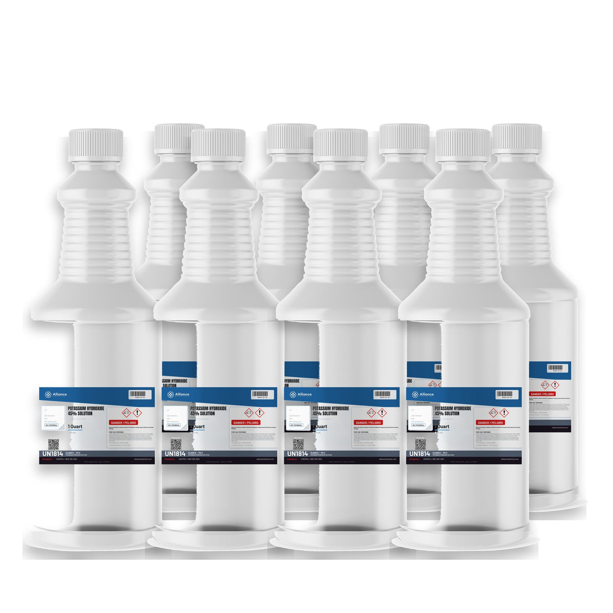 Potassium Hydroxide 45% Solution Technical Grade — 8 quart bottles