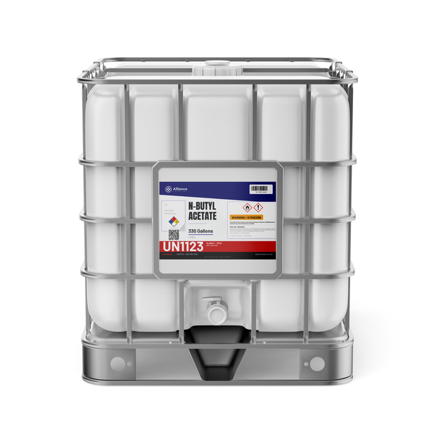 N-butyl acetate technical grade in a 330-gallon IBC tote for coatings and adhesives, Alliance Chemical