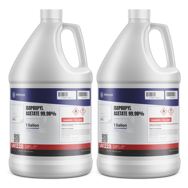 Isopropyl Acetate 99.98% in two 1-gallon plastic jugs from Alliance Chemical for cellulose and acrylic lacquers