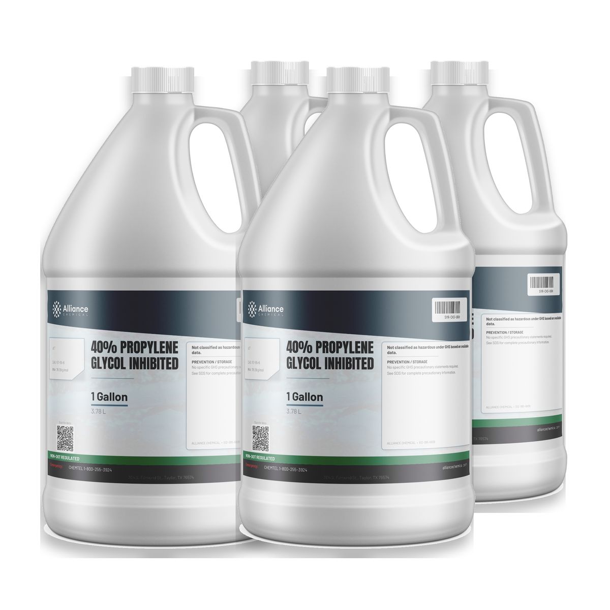 40% inhibited propylene glycol liquid in four 1-gallon plastic jugs from Alliance Chemical