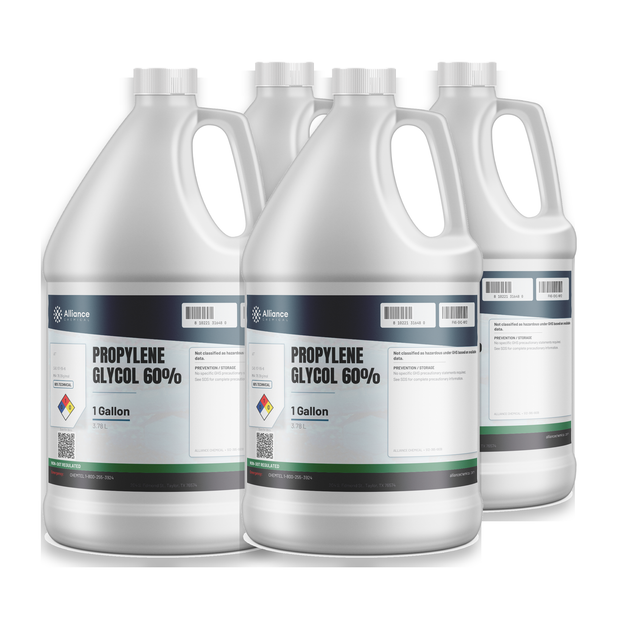 Propylene Glycol 60% Technical Grade in a case of four 1-gallon jugs, Alliance Chemical
