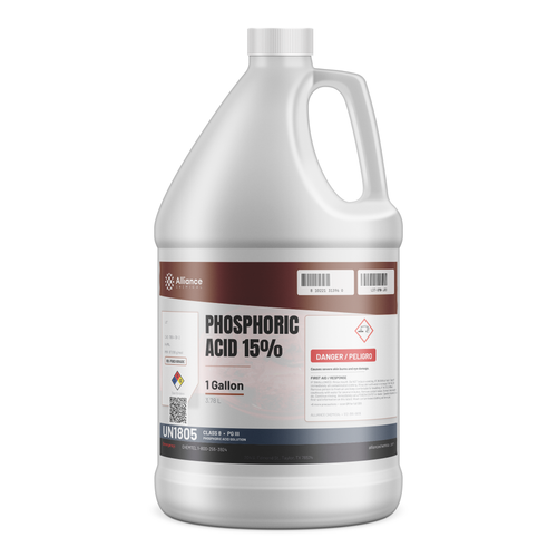 Phosphoric Acid 15% Food Grade in a 1-gallon white plastic jug with handle, Alliance Chemical