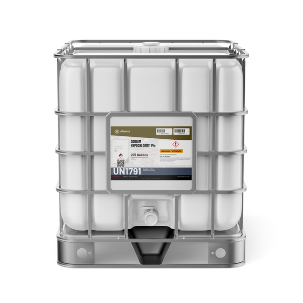 Sodium Hypochlorite 1% Technical Grade in a 275-gallon IBC tote, Alliance Chemical