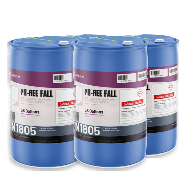 Phosphoric Acid 30% Technical Grade in four 55-gallon drums from Alliance Chemical for industrial wastewater neutralization