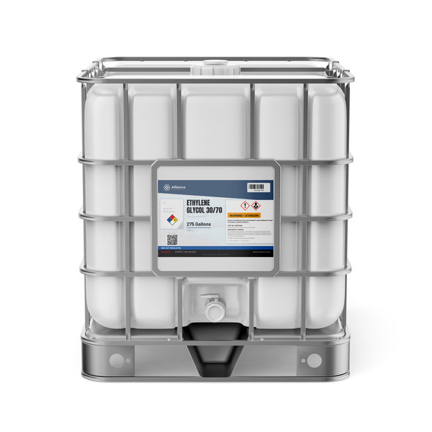 Ethylene Glycol 30/70 Technical Grade in a 275-gallon caged IBC tote, Alliance Chemical