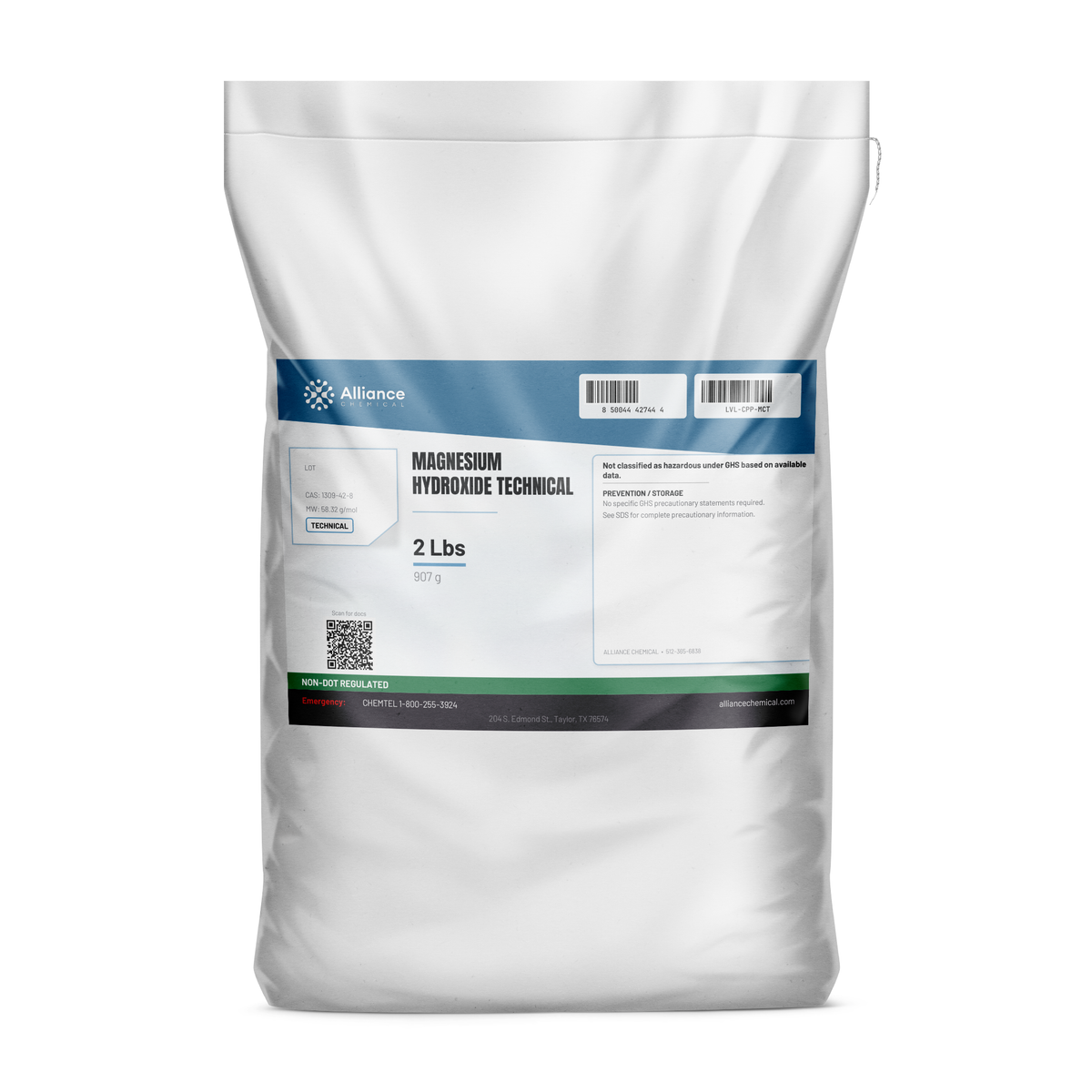 Magnesium Hydroxide Technical Grade in a 2-lb bag, Alliance Chemical for wastewater pH adjustment and acid neutralization