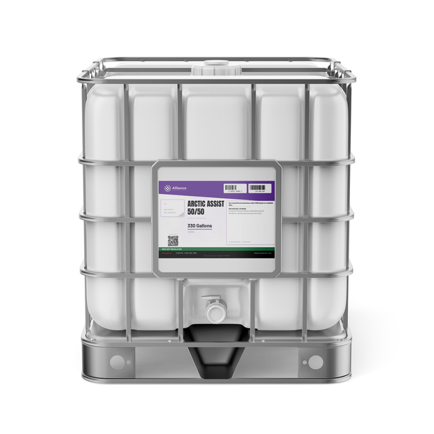 Arctic Assist 50/50 technical grade liquid in a 330-gallon caged plastic IBC tote by Alliance Chemical