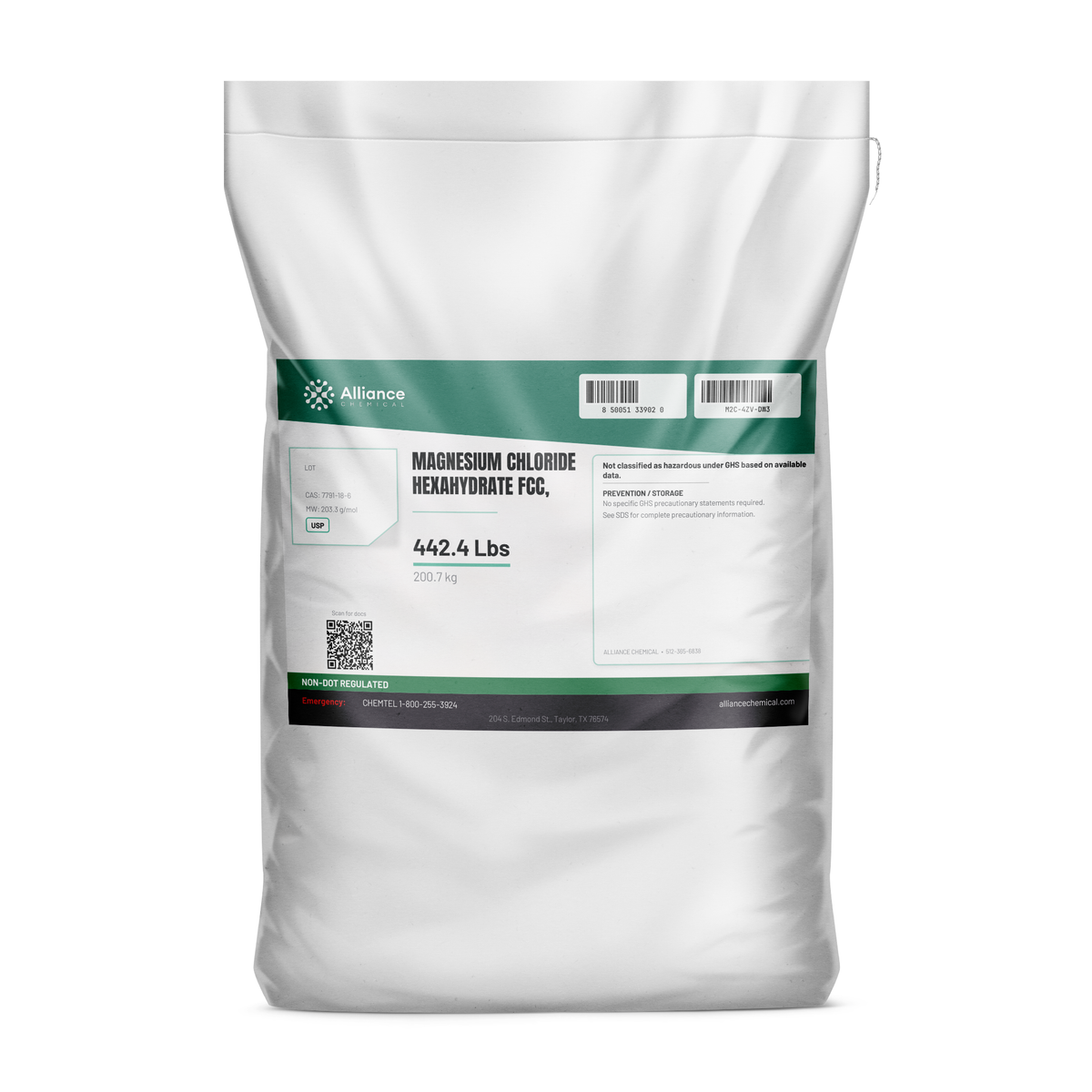 Magnesium Chloride Hexahydrate USP Grade 442.4 lb bag by Alliance Chemical for dust control and de-icing