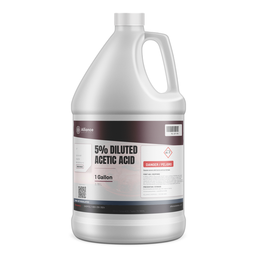 5% Diluted Acetic Acid Food Grade in a 1-gallon plastic jug from Alliance Chemical for pH adjustment and cleaning