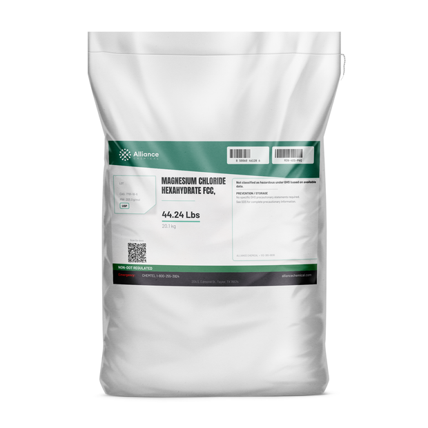 Magnesium chloride hexahydrate FCC USP grade in a 44.24-lb bag, Alliance Chemical
