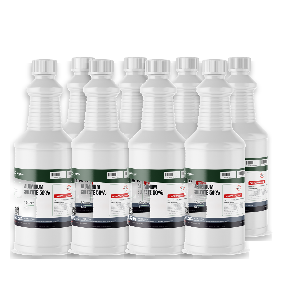 Aluminum Sulfate 50% Technical Grade eight 1-quart bottles Alliance Chemical for water treatment coagulant