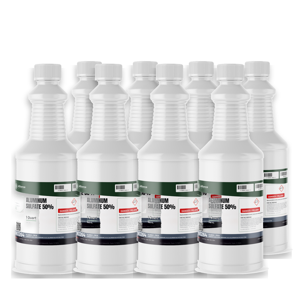 Aluminum Sulfate 50% Technical Grade eight 1-quart bottles Alliance Chemical for water treatment coagulant