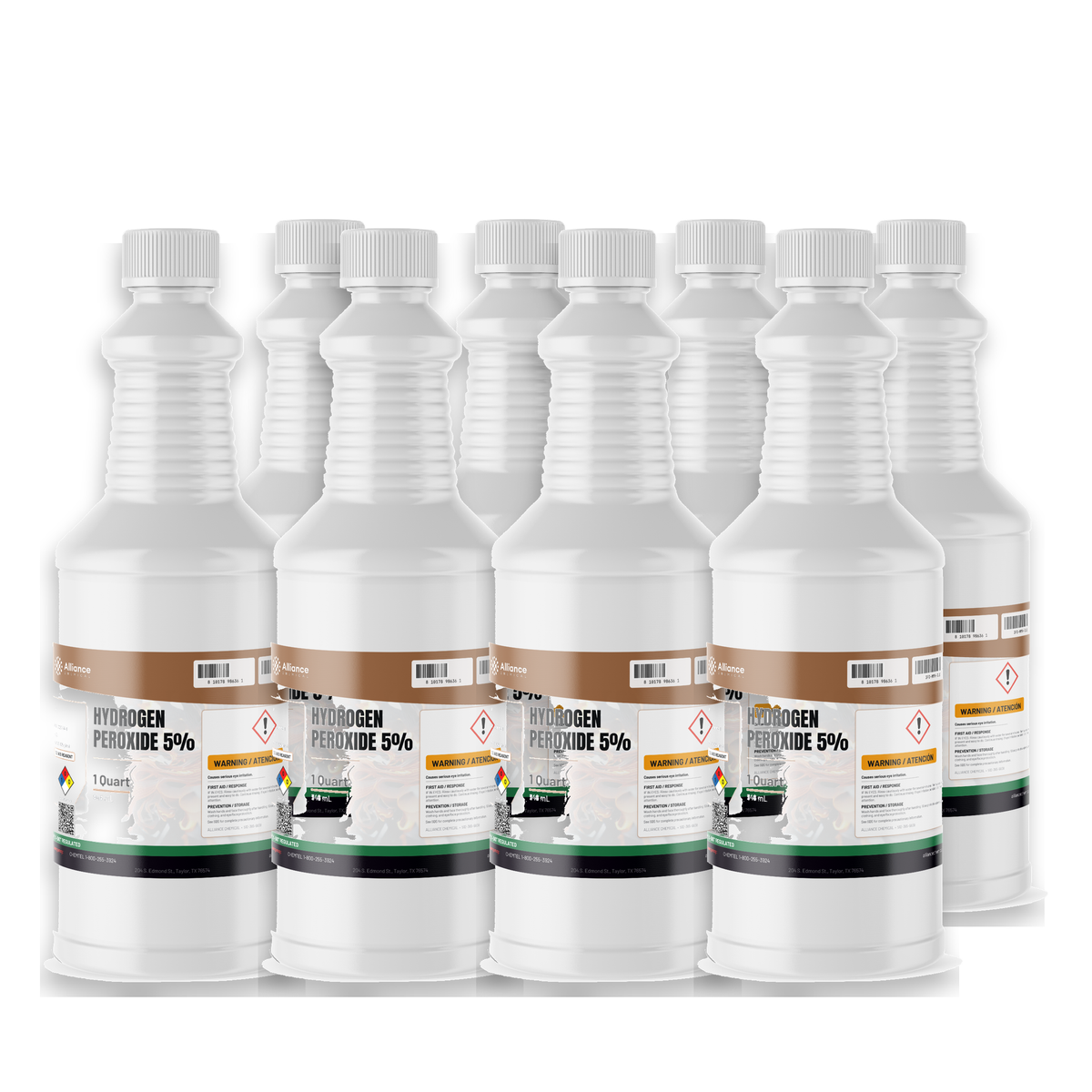 Hydrogen Peroxide 5% ACS Reagent Grade in eight 1-quart bottles, Alliance Chemical