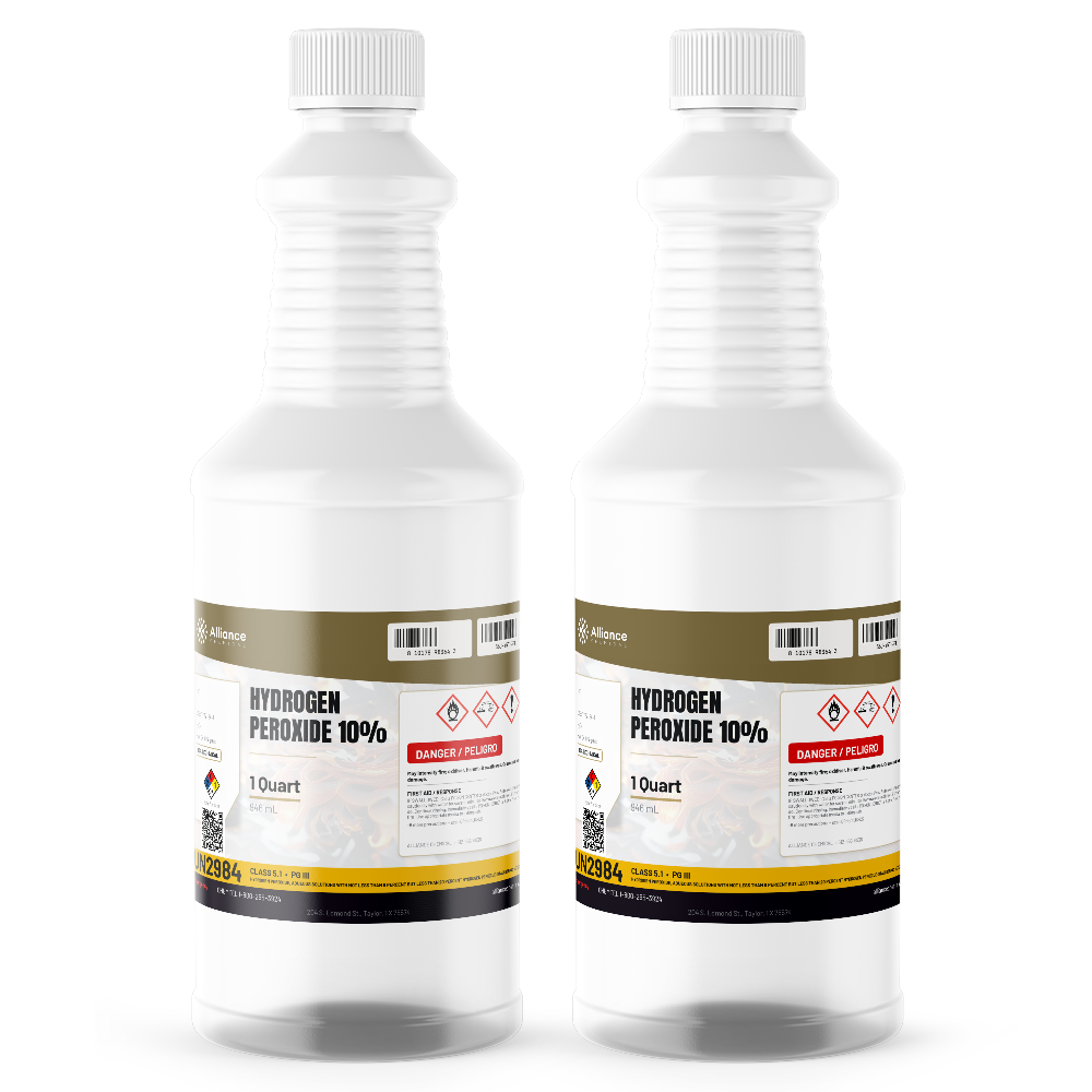 Hydrogen Peroxide 10% Technical Grade in two 1-quart bottles, Alliance Chemical