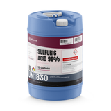 Sulfuric Acid 96% ACS Reagent Grade in a 15-gallon blue plastic carboy, Alliance Chemical