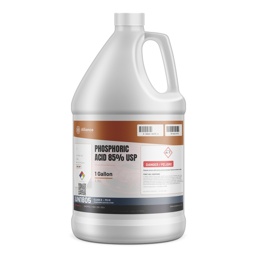 Phosphoric Acid 85% USP Food Grade 1-gallon plastic jug for rust removal and metal surface treatment, Alliance Chemical