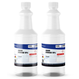 Sodium Hydroxide 10% ACS Grade in two 1-quart white plastic bottles for laboratory use, Alliance Chemical