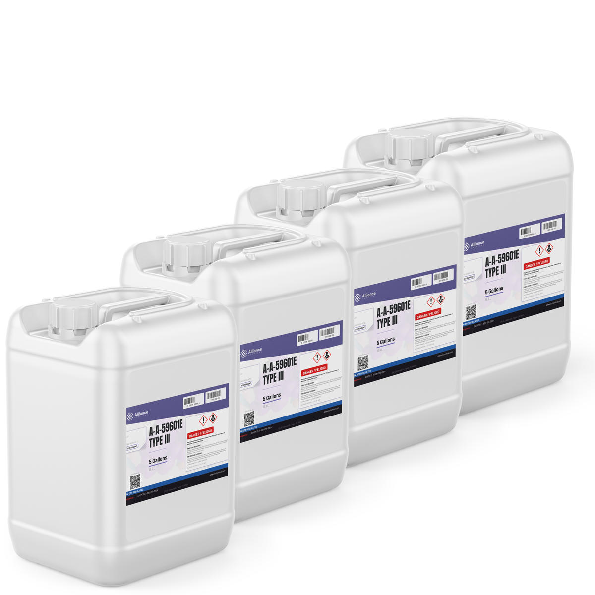 A-A-59601E Type III ACS grade in four 5-gallon white plastic pails, Alliance Chemical